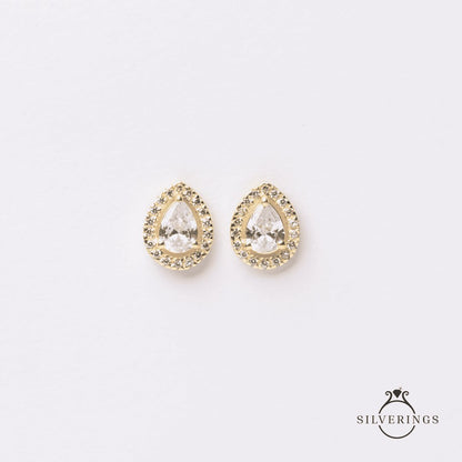 Solitaire Drops Gold Earring - Silverings