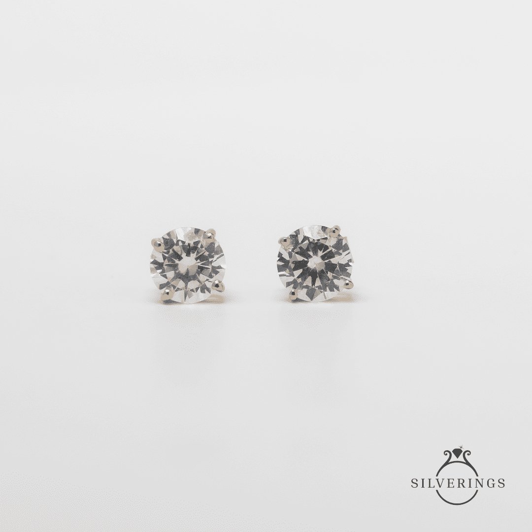 Solitaire Gold Zircon Earrings - Silverings