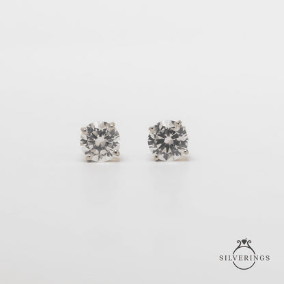 Solitaire Gold Zircon Earrings - Silverings