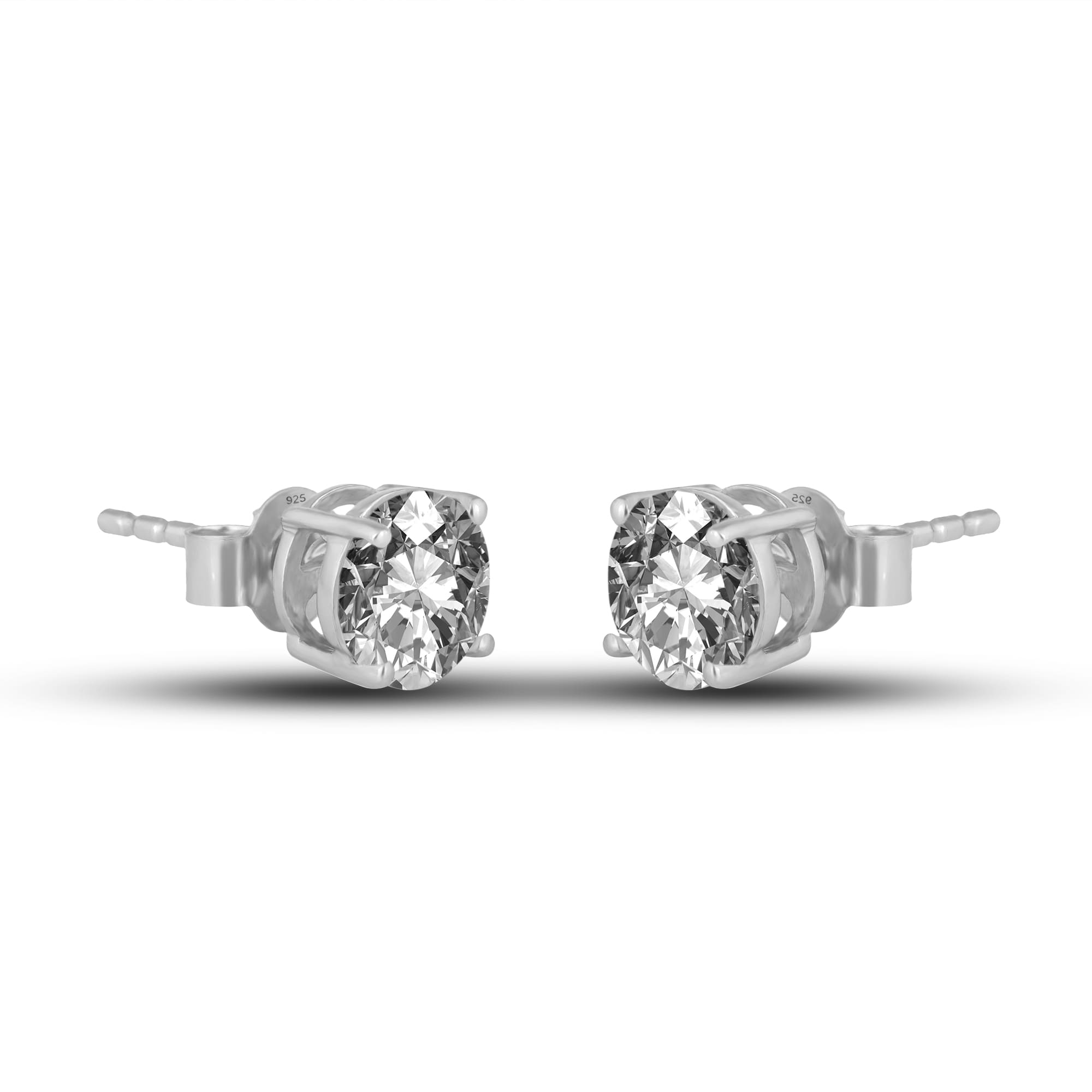 Solitaire Silver Zircon Earrings - Silverings