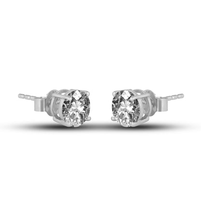 Solitaire Silver Zircon Earrings - Silverings