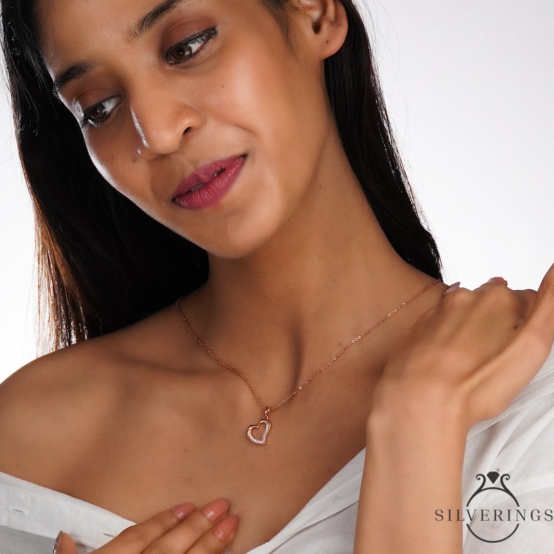Starry Heart Zircon Necklace - Silverings