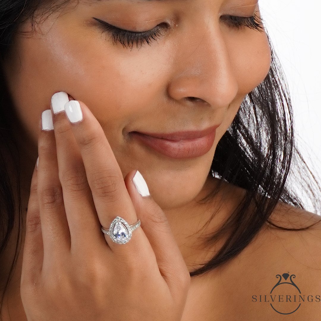 Tear drop Adjustable Ring - Silverings