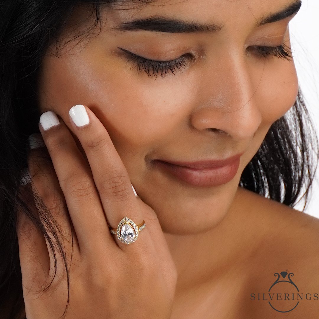 Tear drop Adjustable Ring - Silverings