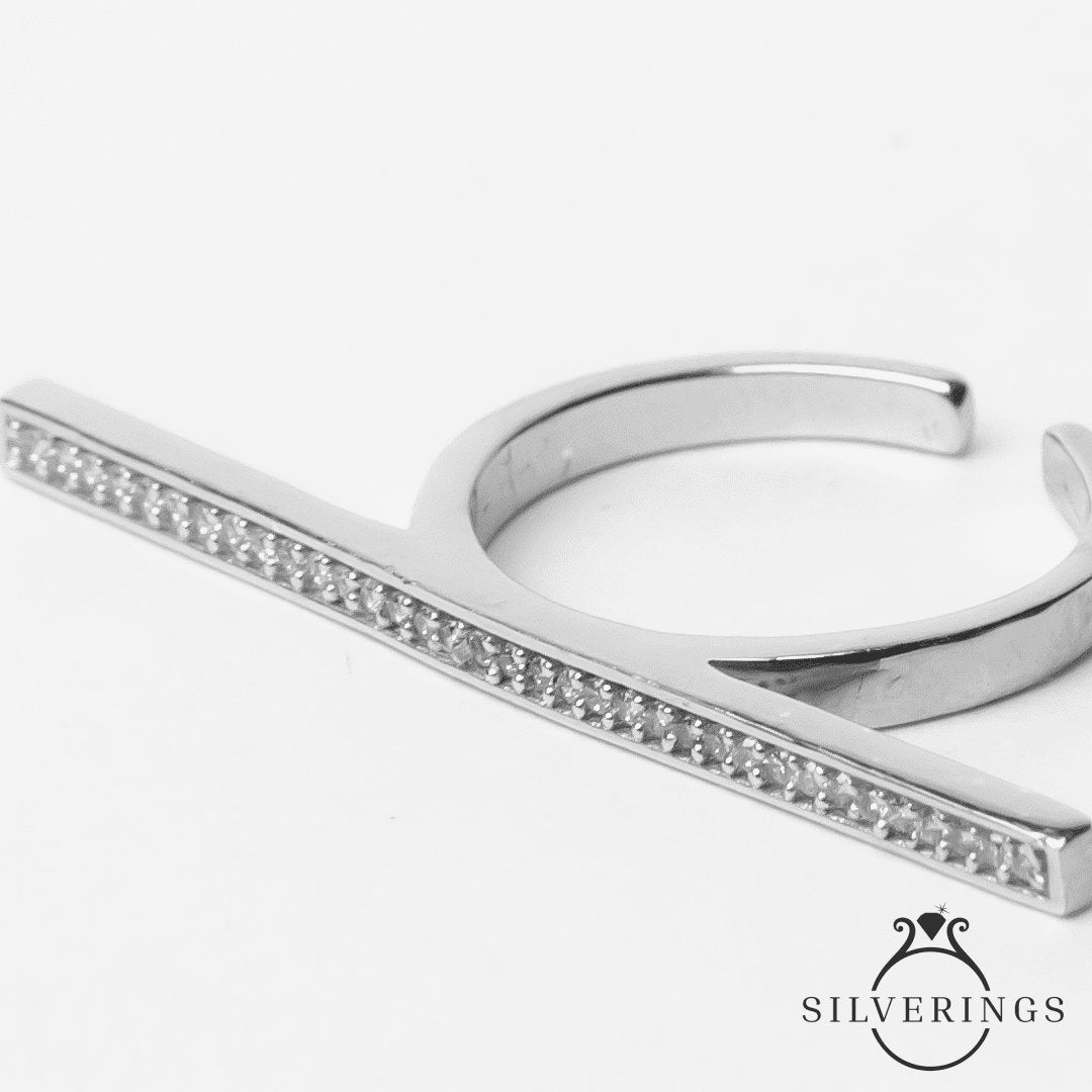 The Girl Boss Adjustable Silver Zircon Ring - Silverings