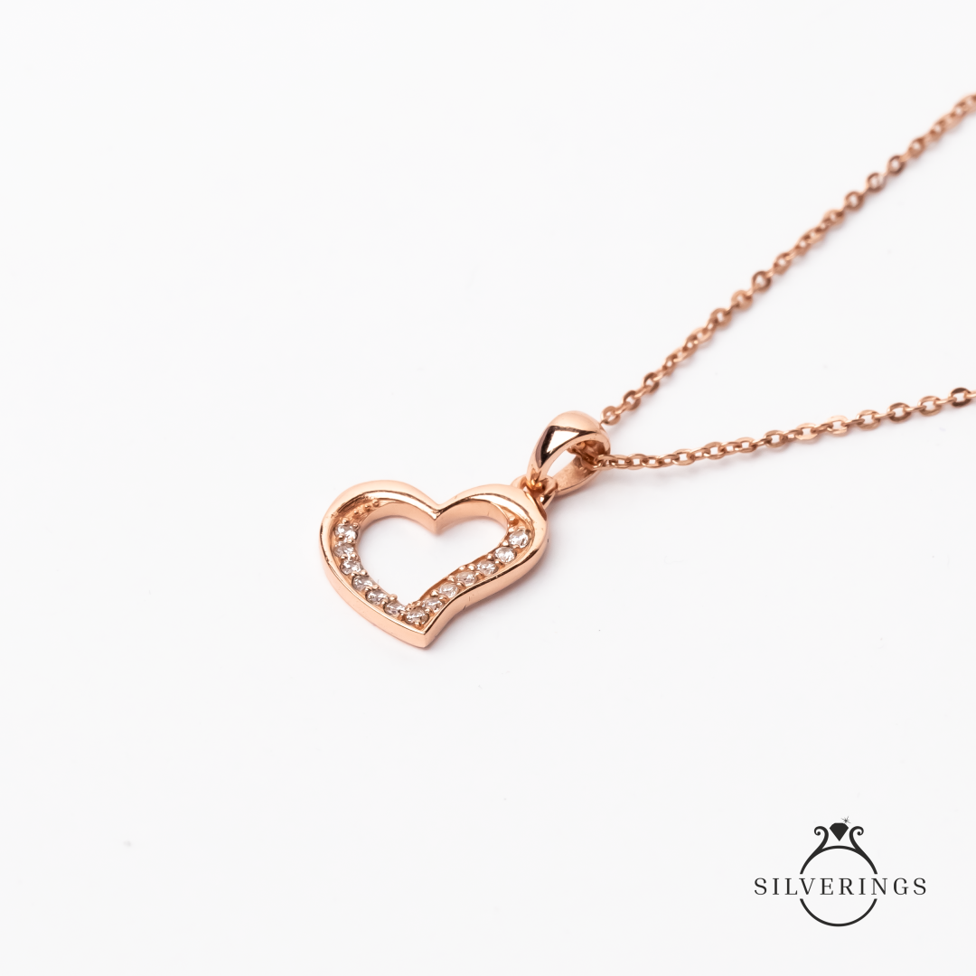 Starry Heart Zircon Necklace - SilveringsJewellery