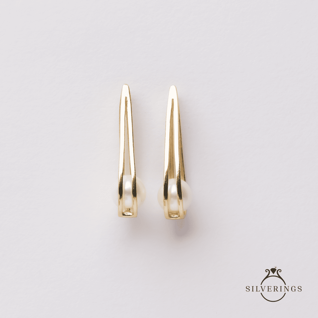 Drop of Pearl Gold Earrings - SilveringsJewellery