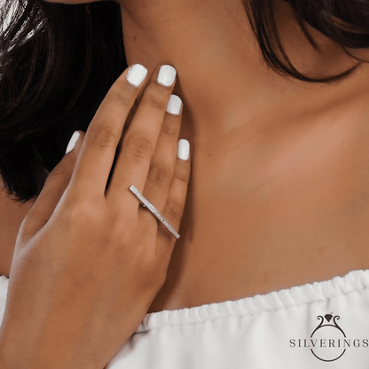 The Girl Boss Adjustable Silver Zircon Ring - SilveringsJewellery